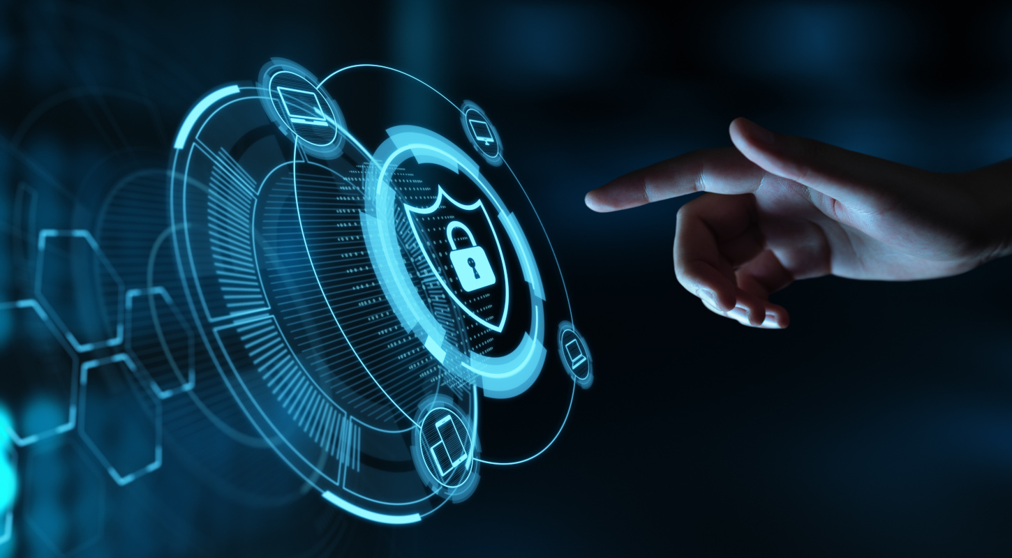 Digital security lock icon with neon glow, representing data protection and encryption safeguarding secure AI platform